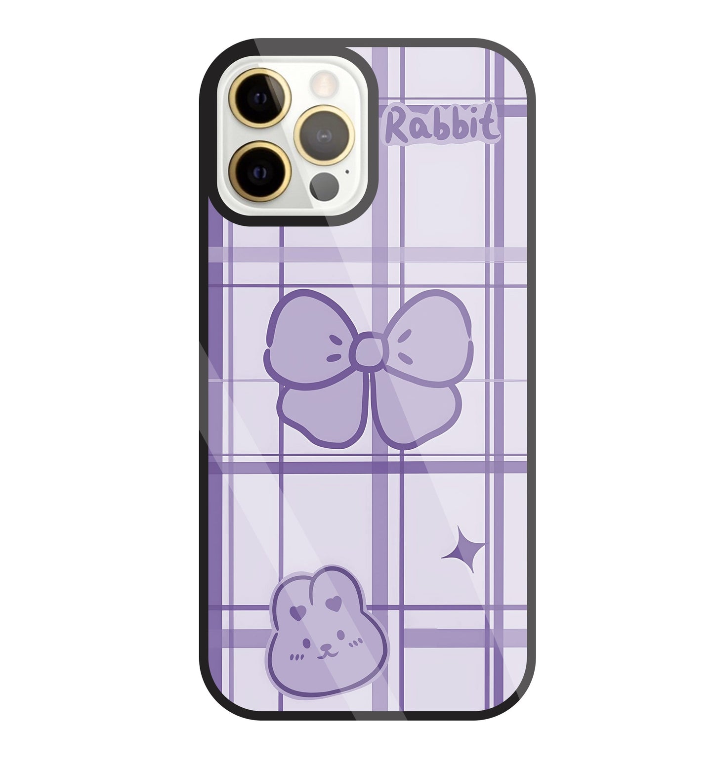 Butterfly Checked Pattern Glass Case For Apple iPhone 12 Pro Max