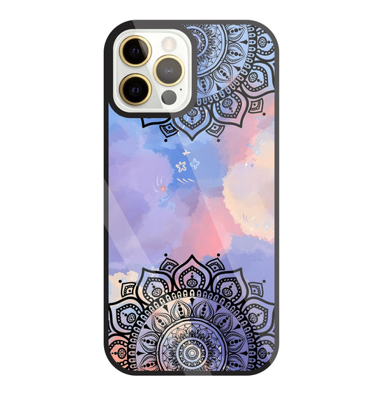 Colorful Mandala Pattern Glass Case For Apple iPhone 12 Pro Max