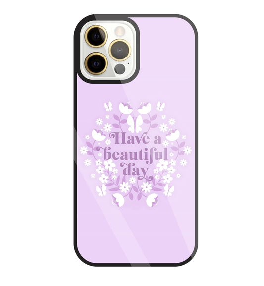Have A Beautiful Day(Pink) Glass Case For Apple iPhone 12 Pro Max