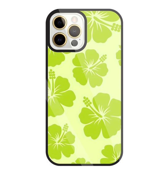 Hibiscus Flower Green Glass Case For Apple iPhone 12 Pro Max