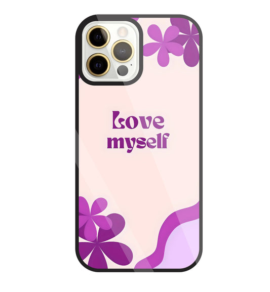 Love Myself Purple Flower Glass Case For Apple iPhone 12 Pro Max