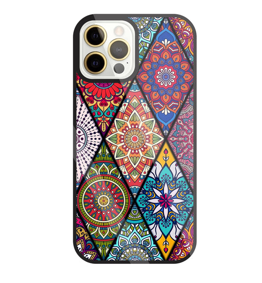 Mandala Patterns Colourful Glass Case For Apple iPhone 12 Pro Max