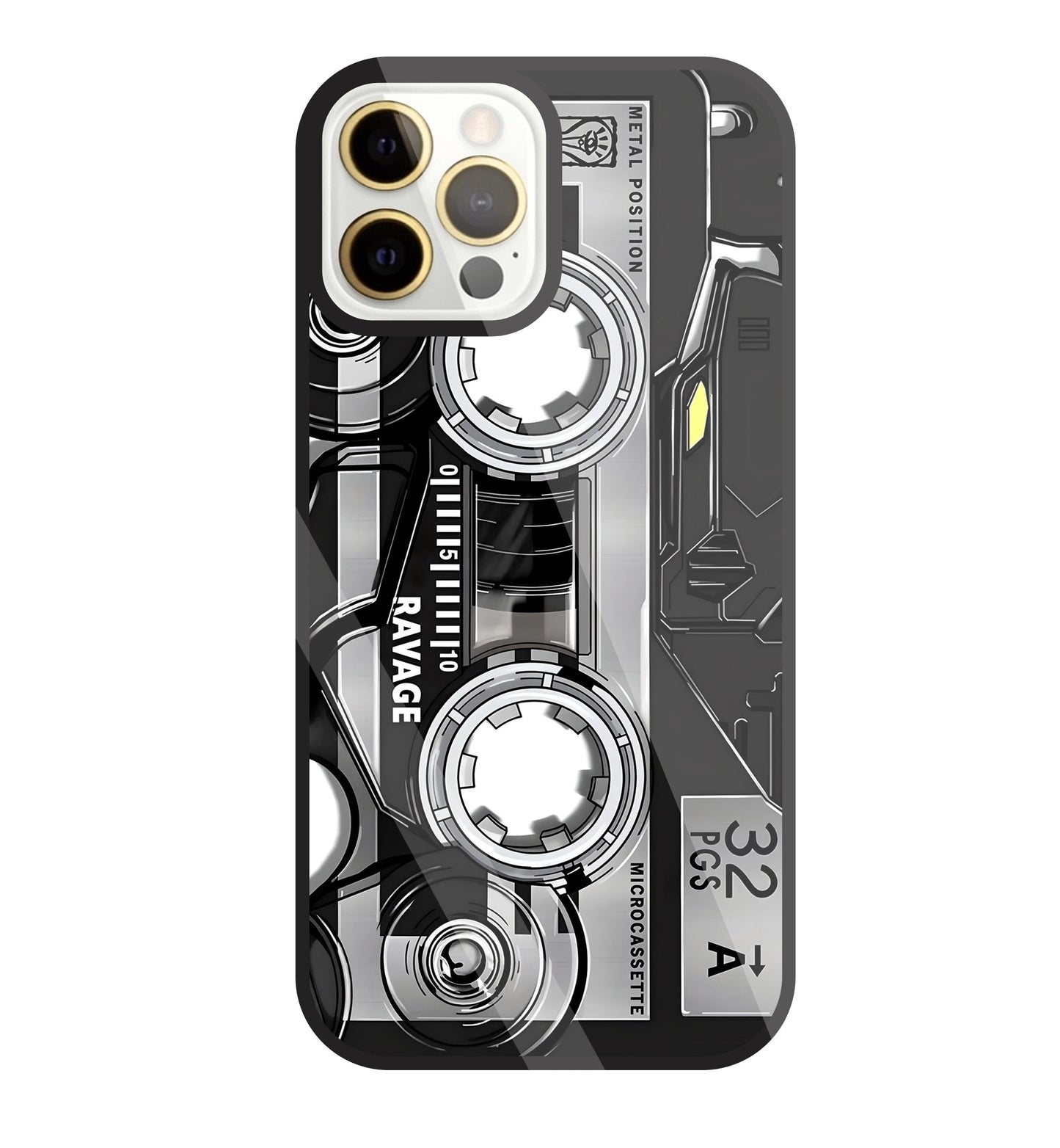 Microcassette Glass Case For Apple iPhone 12 Pro Max
