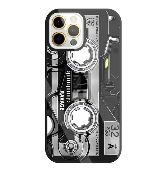 Microcassette Glass Case For Apple iPhone 12 Pro Max