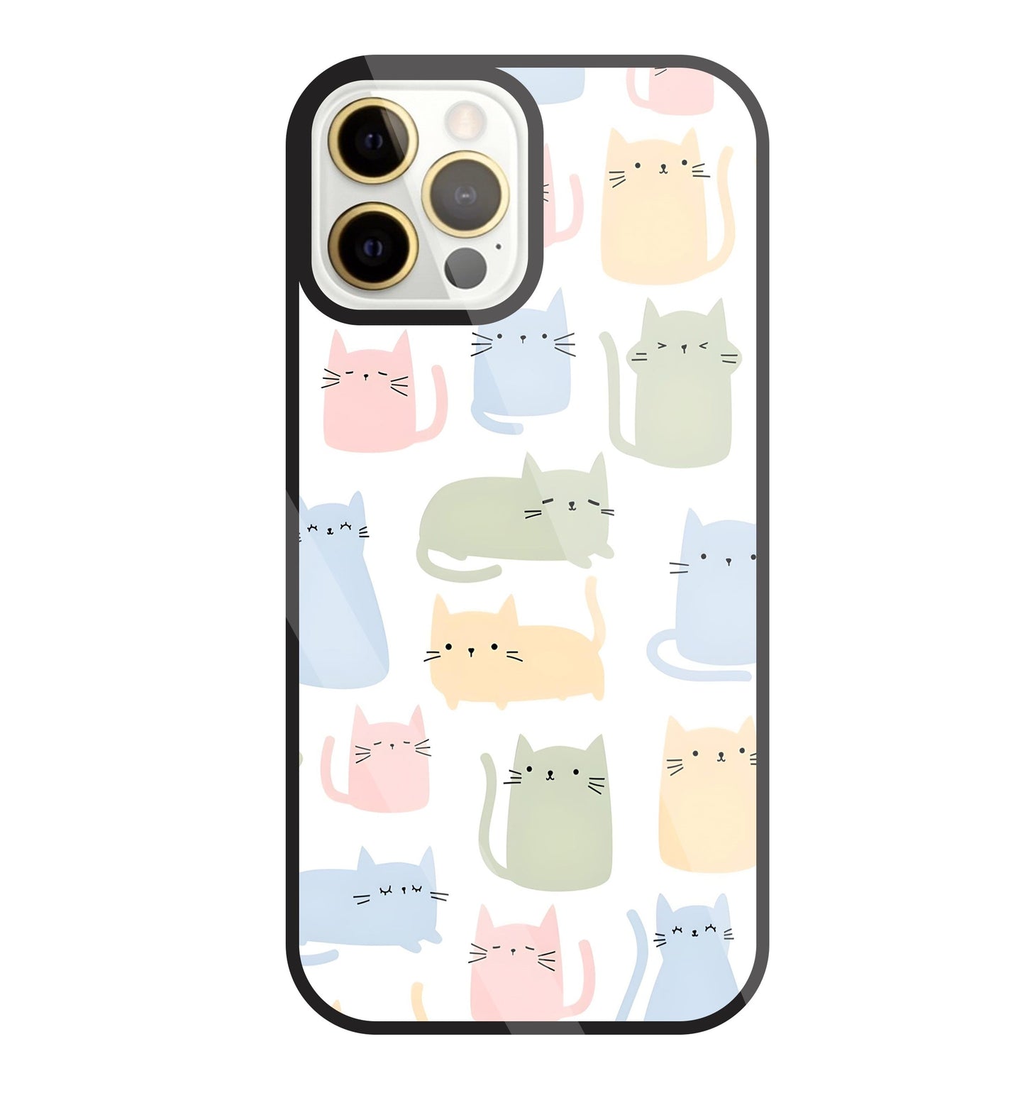 Multicolor cat Glass Case For Apple iPhone 12 Pro Max
