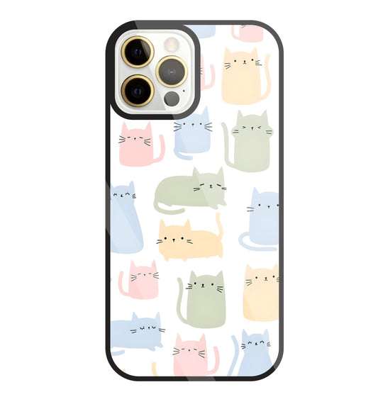 Multicolor cat Glass Case For Apple iPhone 12 Pro Max