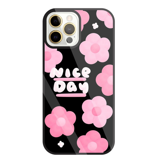 Nice Day Pink Flower Glass Case For Apple iPhone 12 Pro Max
