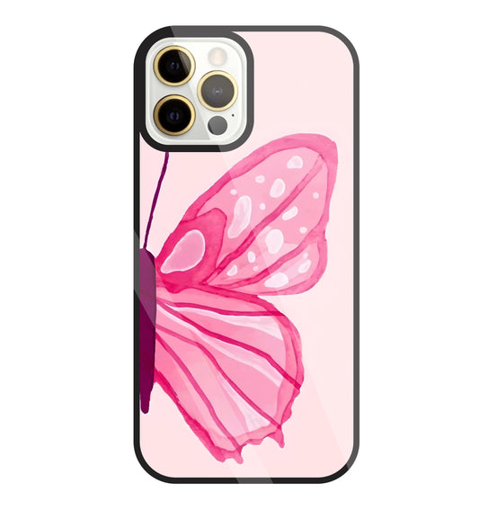 Pink ButterFly Art Glass Case For Apple iPhone 12 Pro Max