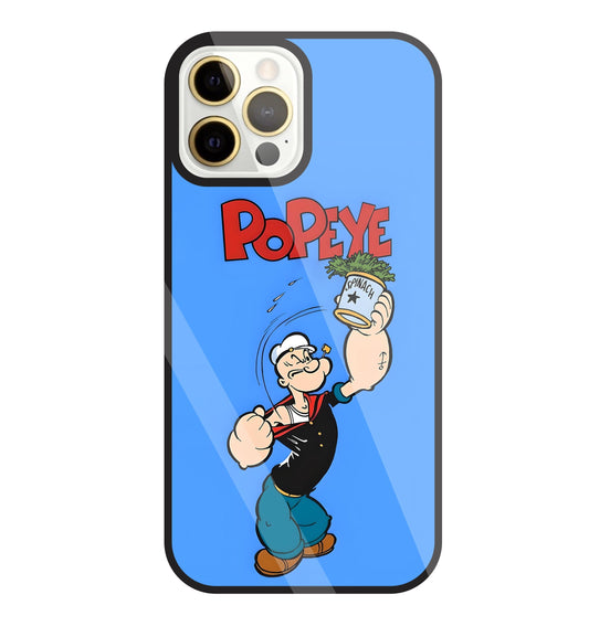 Popey In Blue Glass Case For Apple iPhone 12 Pro Max