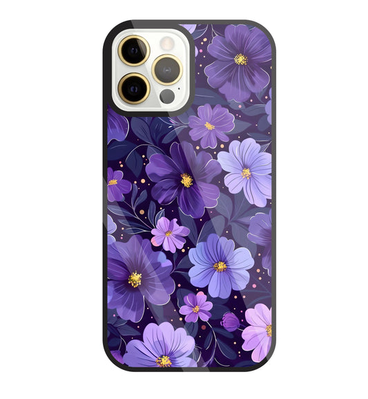 Purple Flower Blooms Glass Case For Apple iPhone 12 Pro Max