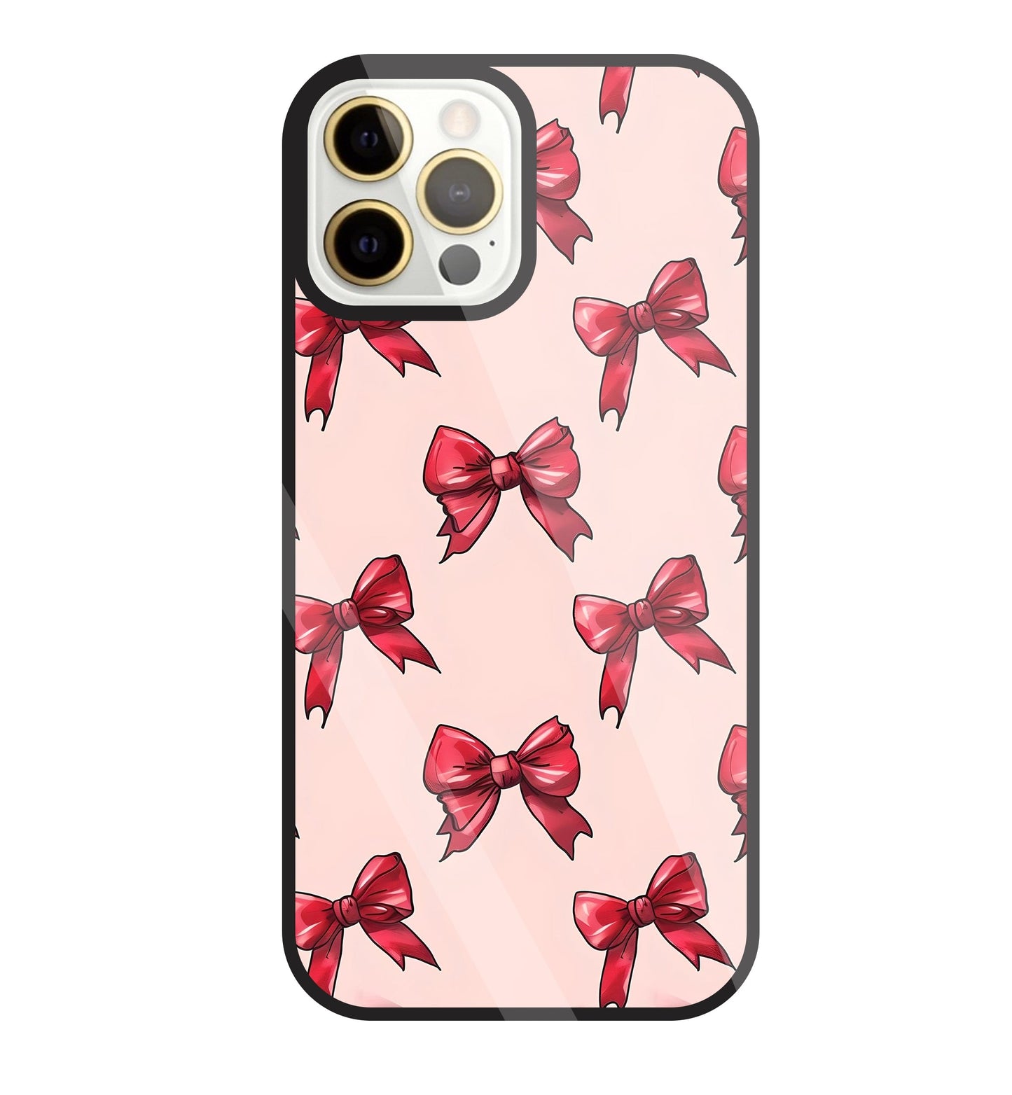 Red Ribbon Glass Case For Apple iPhone 12 Pro Max