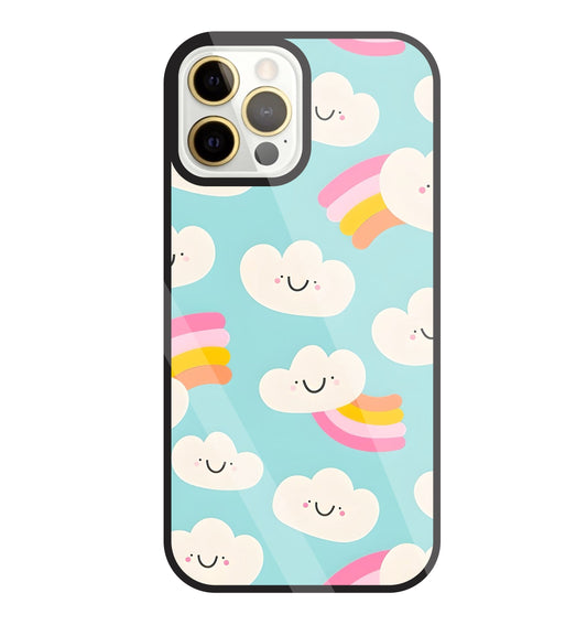 Smiley Clouds Glass Case For Apple iPhone 12 Pro Max