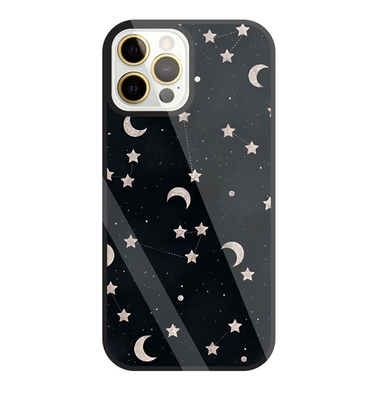 Star And Hulf Moon Space Glass Case For Apple iPhone 12 Pro Max