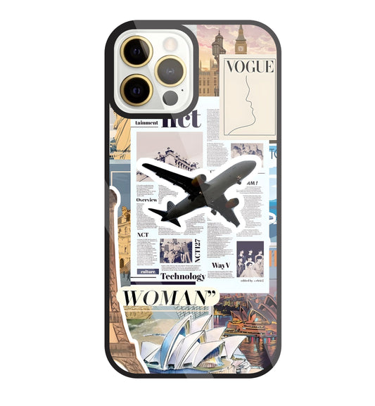 Woman Aeroplane Glass Case For Apple iPhone 12 Pro Max