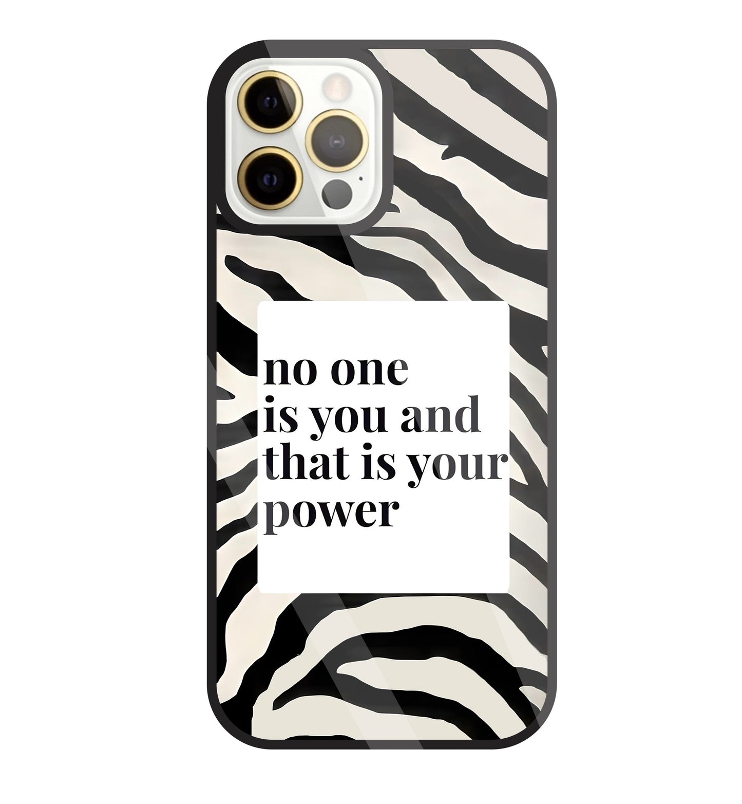 Zebra pattern with quote Glass Case For Apple iPhone 12 Pro Max