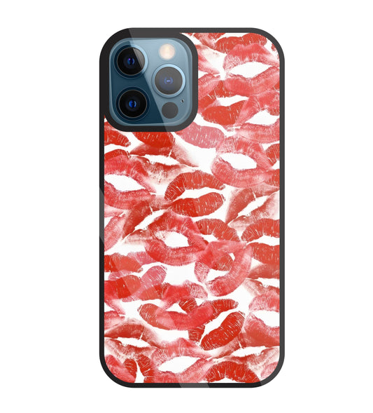 Multi Lips Kisses Glass Case For Apple iPhone 12 Pro