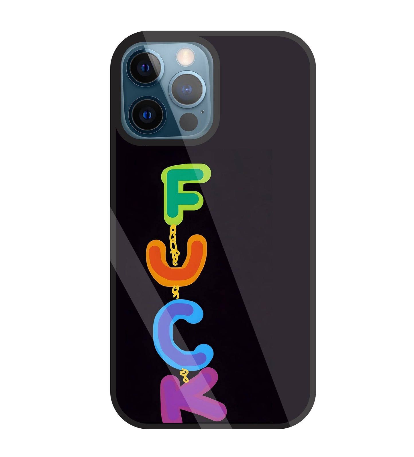 Multicolor Fuck Glass Case For Apple iPhone 12 Pro