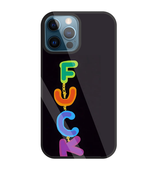 Multicolor Fuck Glass Case For Apple iPhone 12 Pro