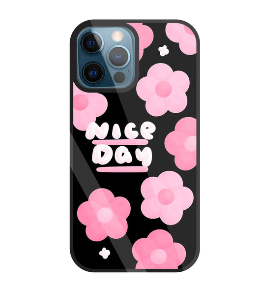 Nice Day Pink Flower Glass Case For Apple iPhone 12 Pro