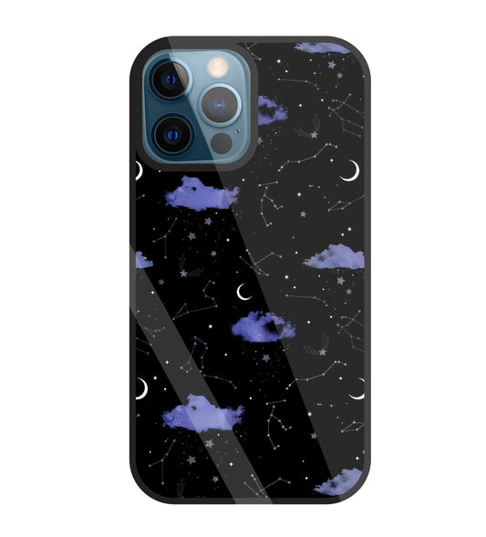 Night Sky Constellations and Stars Glass Case For Apple iPhone 12 Pro