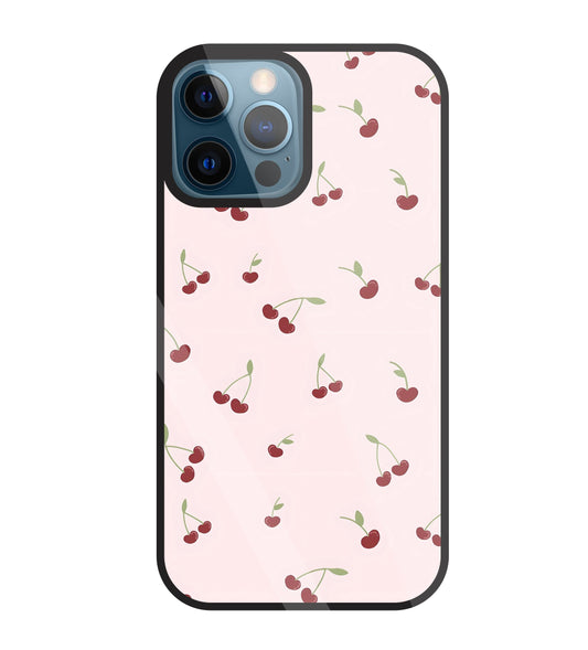 Pink Cherry Glass Case For Apple iPhone 12 Pro