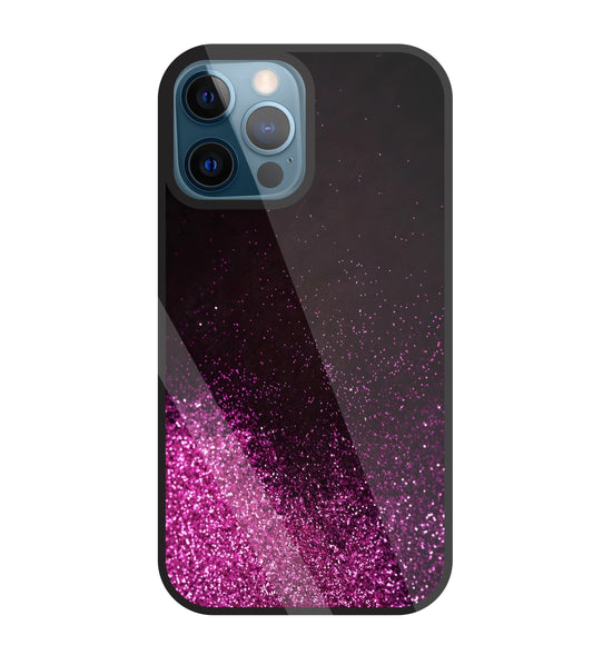 Pink Glitters Glass Case For Apple iPhone 12 Pro