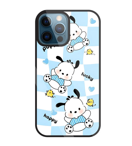 Pochacco Puppy Blue Glass Case For Apple iPhone 12 Pro