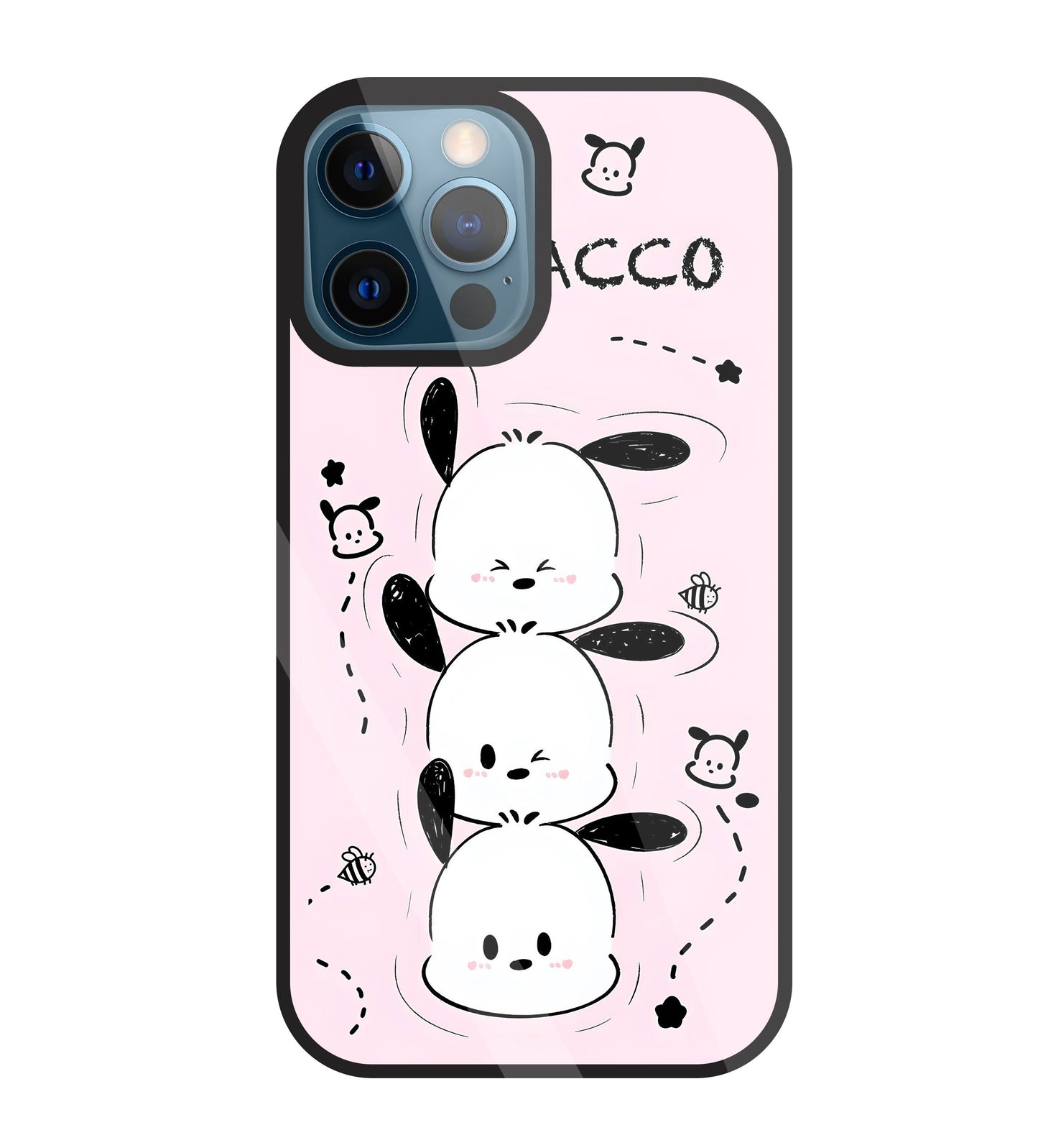 Pochacco Puppy Pink Glass Case For Apple iPhone 12 Pro