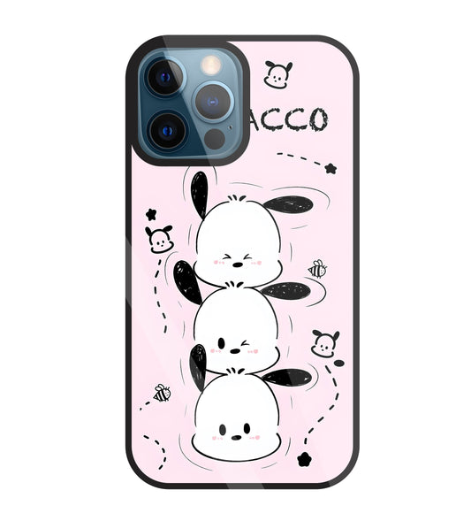 Pochacco Puppy Pink Glass Case For Apple iPhone 12 Pro