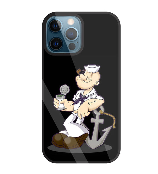 Popeye The Sailor Glass Case For Apple iPhone 12 Pro