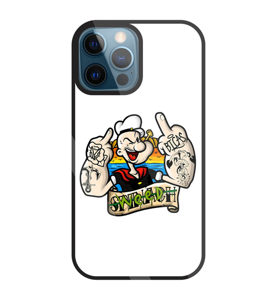 Popeye Weed Glass Case For Apple iPhone 12 Pro