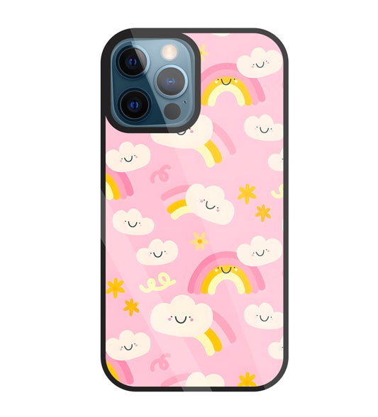 Smile Clouds With  Rainbow Glass Case For Apple iPhone 12 Pro