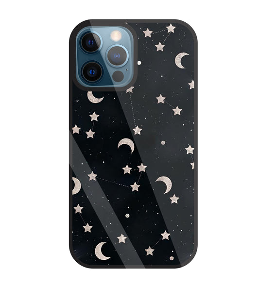 Star And Hulf Moon Space Glass Case For Apple iPhone 12 Pro