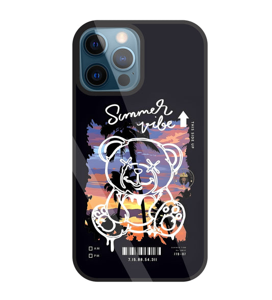 Summer Vibe Bear Glass Case For Apple iPhone 12 Pro