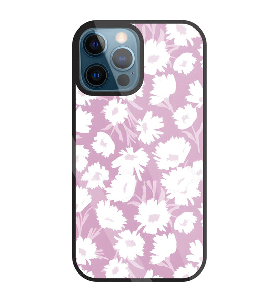 White Sunflower Glass Case For Apple iPhone 12 Pro