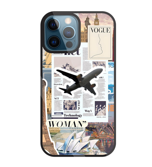 Woman Aeroplane Glass Case For Apple iPhone 12 Pro