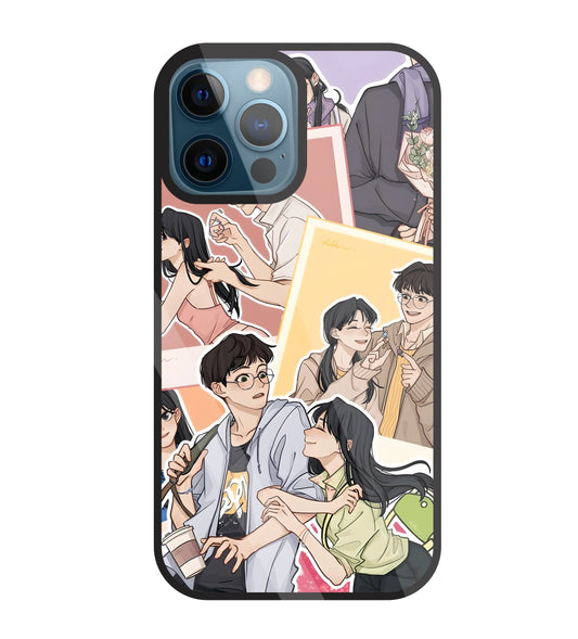 Korean Couples Glass Case For Apple iPhone 12 Pro