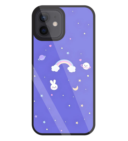 Rainbow with stars Glass Case For Apple iPhone 12
