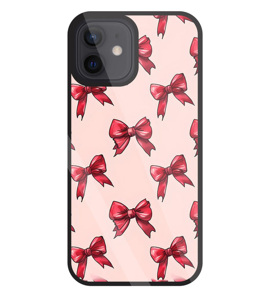 Red Ribbon Glass Case For Apple iPhone 12