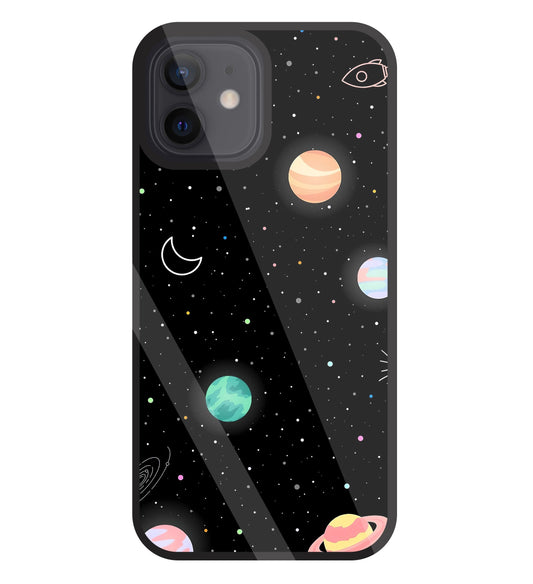 Space Galaxy Glass Case For Apple iPhone 12