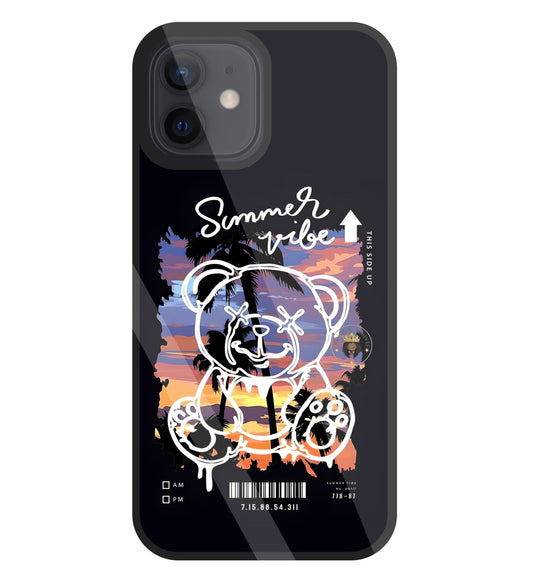 Summer Vibe Bear Glass Case For Apple iPhone 12