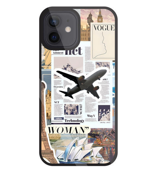Woman Aeroplane Glass Case For Apple iPhone 12