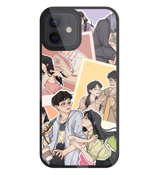 Korean Couples Glass Case For Apple iPhone 12