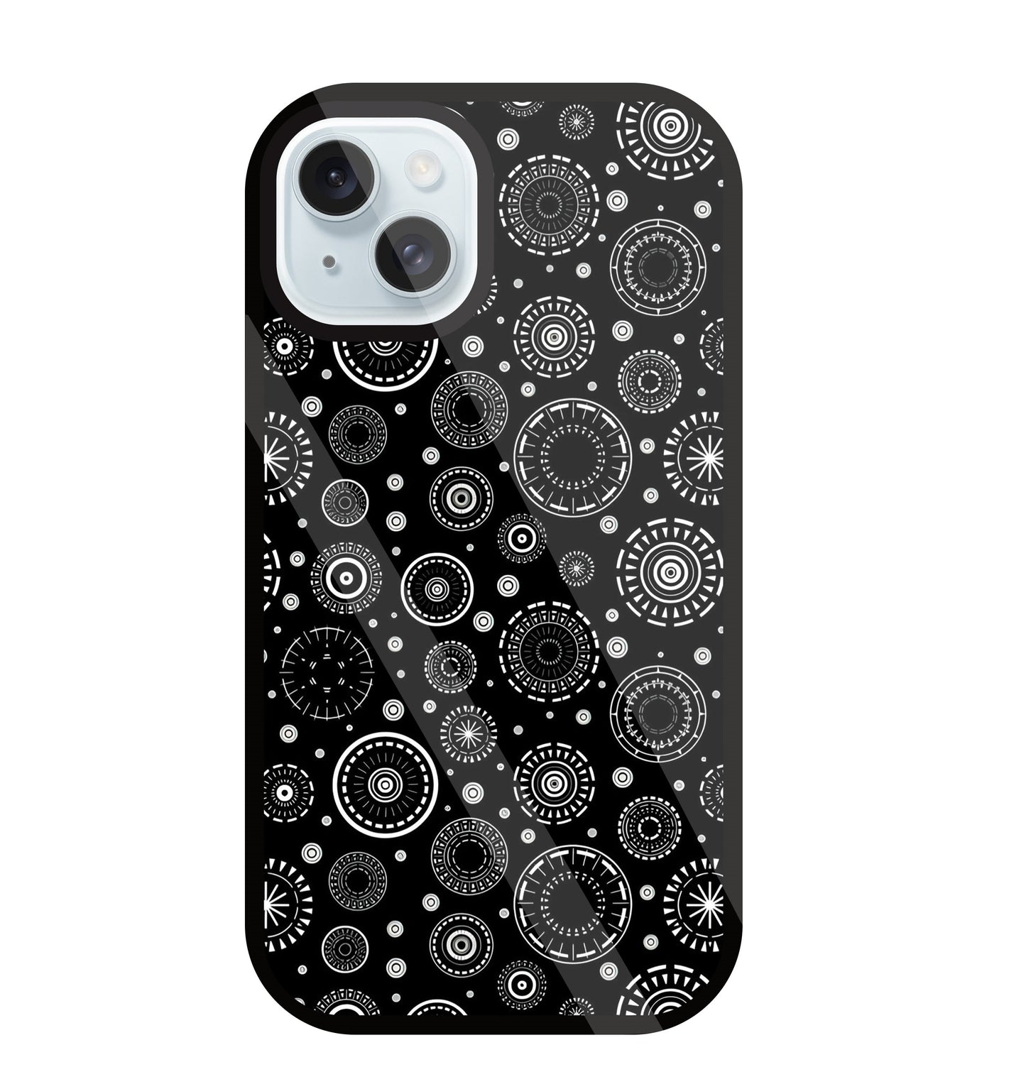 Black Circle Pattern Glass Case For Apple iPhone 13