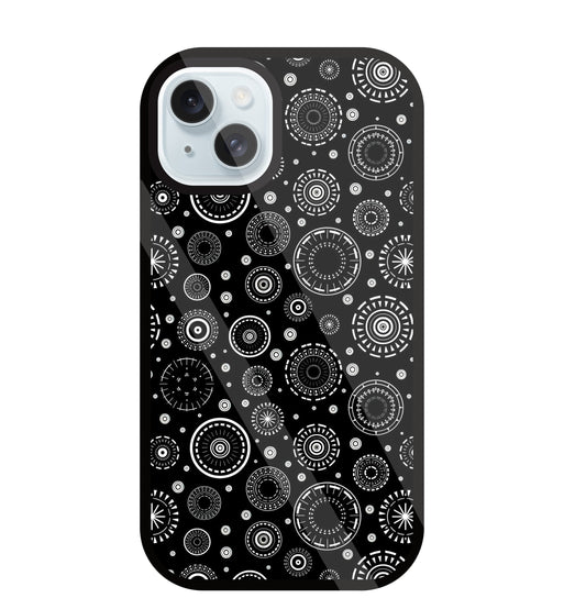 Black Circle Pattern Glass Case For Apple iPhone 13