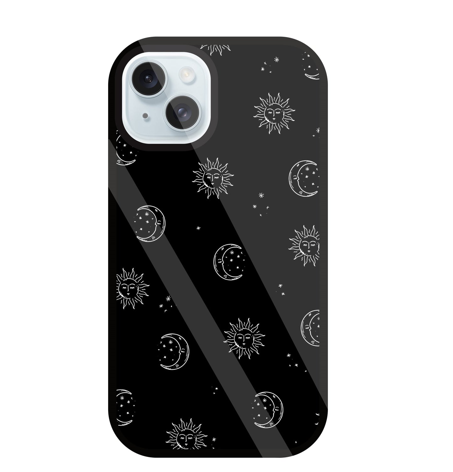Black Sun With Moon Glass Case For Apple iPhone 13