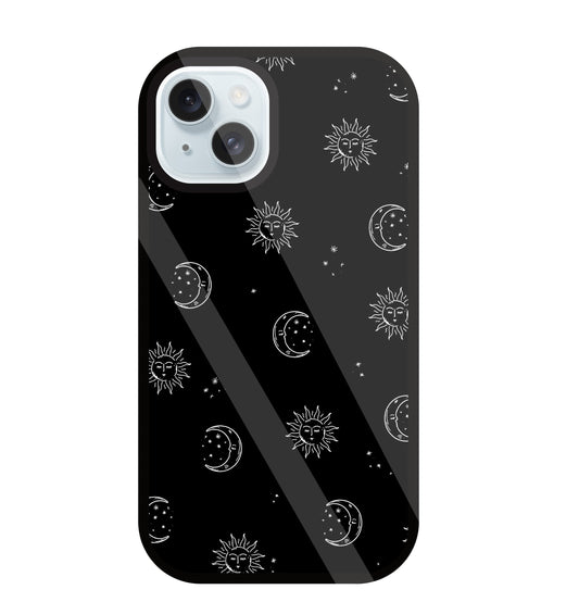 Black Sun With Moon Glass Case For Apple iPhone 13
