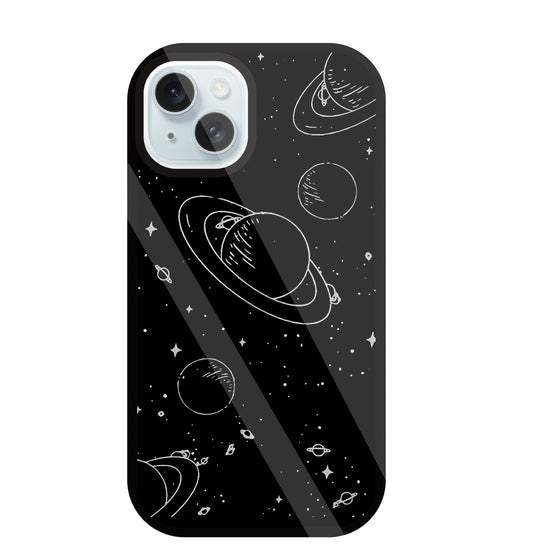 Black And White Space Glass Case For Apple iPhone 13