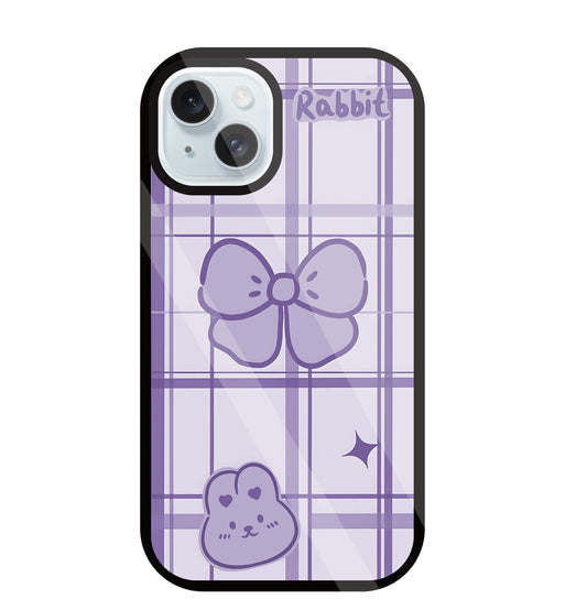 Butterfly Checked Pattern Glass Case For Apple iPhone 13