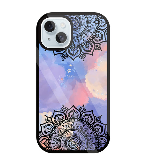 Colorful Mandala Pattern Glass Case For Apple iPhone 13